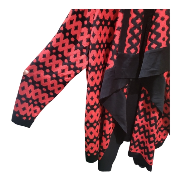 Misook Sz 3X LUX Red Black Chevron ZigZag Designer Jacket Blazer - Picture 3 of 6